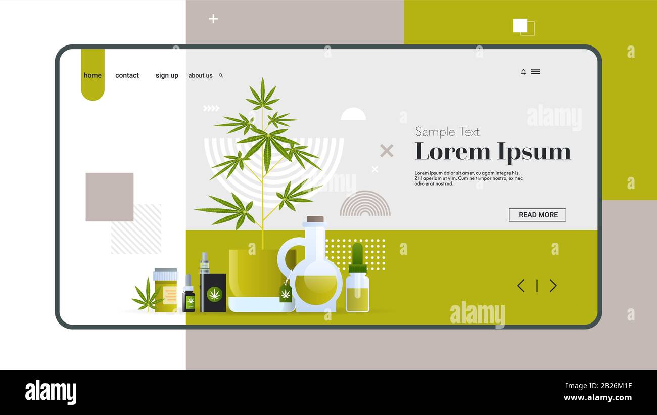 online marijuana memorizzare diverse attrezzature e accessori per fumare cannabis medica olio canapa smartphone schermo app mobile consumo di droga concetto di copia spazio orizzontale piatto vettore illustrazione Illustrazione Vettoriale