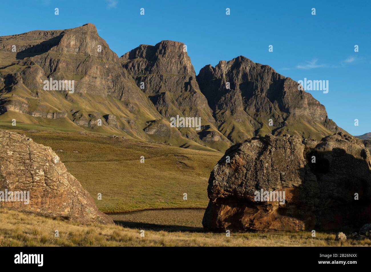 I Tre Boscimani (Diavolo Knuckles) Montagne, Sehlabathebe National Park, Lesotho Foto Stock