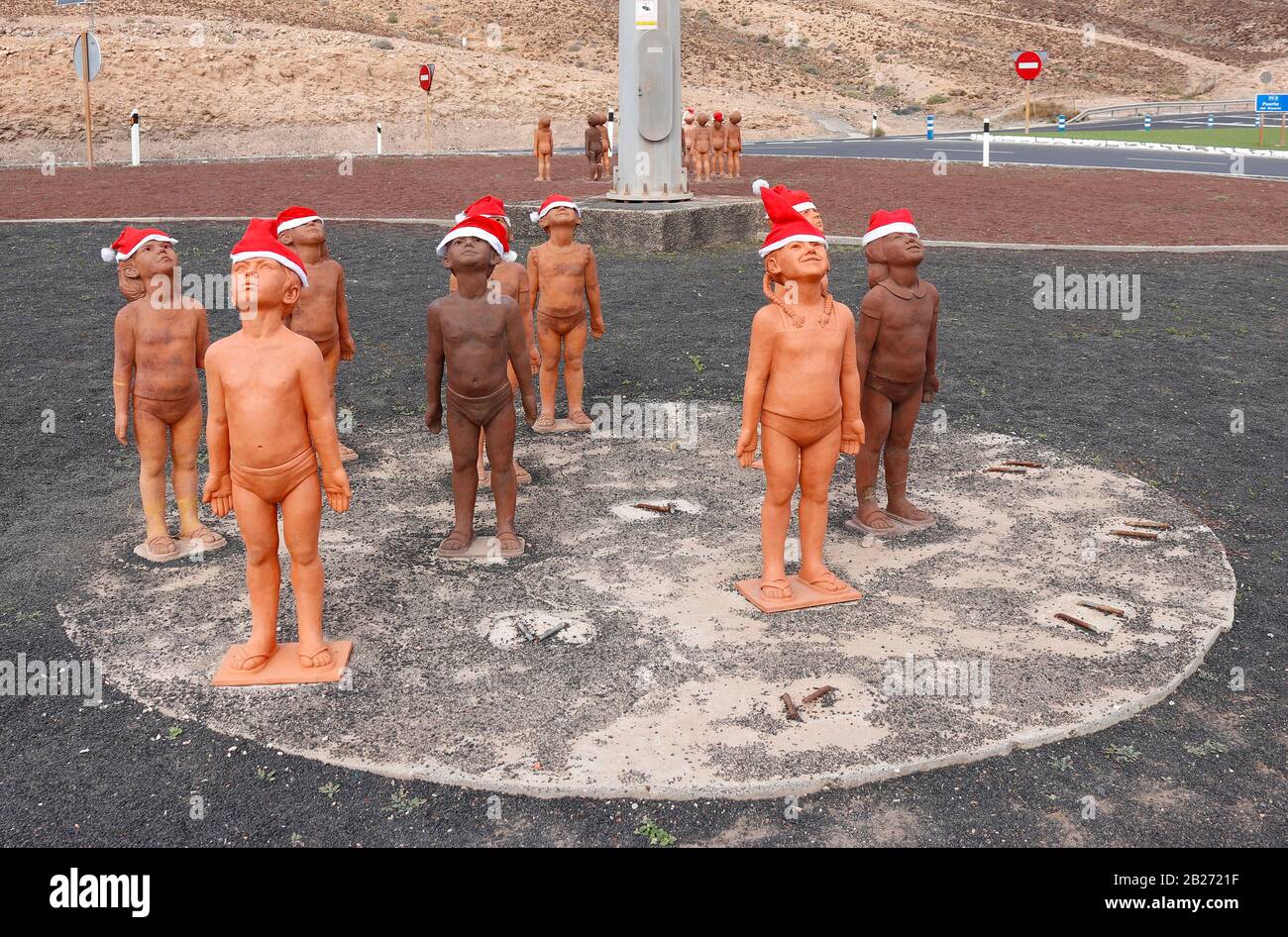 Impressionen: die Skulpturen-Installation "Caminos' von Lisbet Fernandez Ramos, Morro Jable Fuerteventura Isole Kanarische, Spanien/ Fuerteventura, Foto Stock