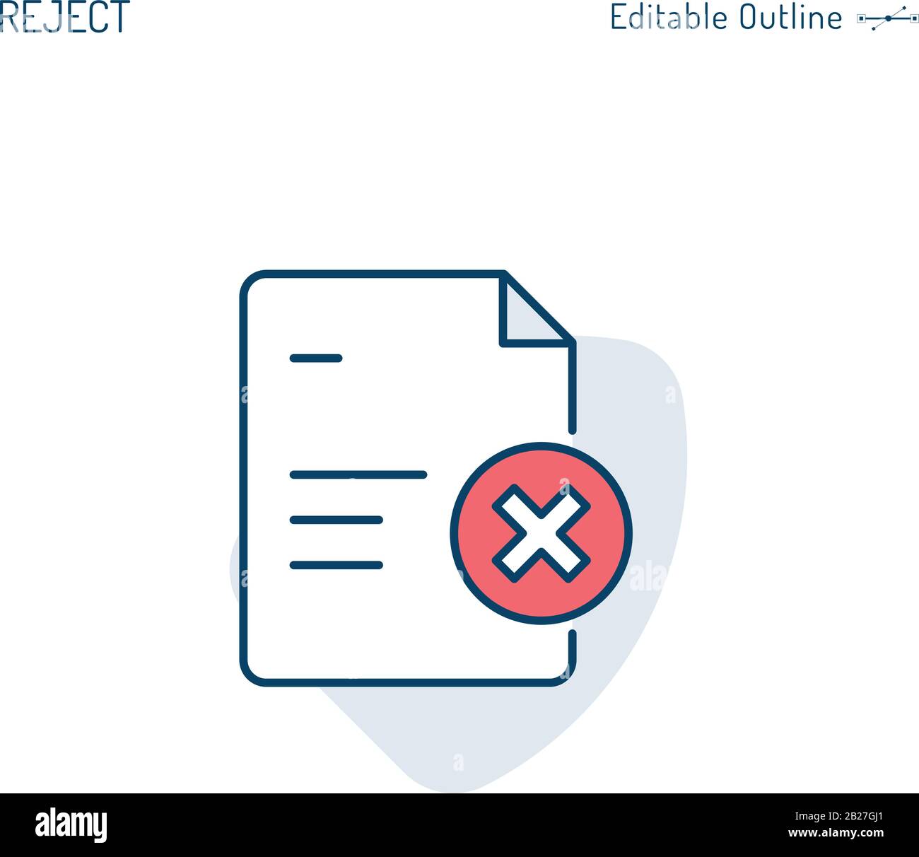 Icona di disaccordo, documento di controllo di qualità, conformità del documento, elenco di controllo, contrassegno incrociato, File aziendali per ufficio, tratto modificabile Illustrazione Vettoriale