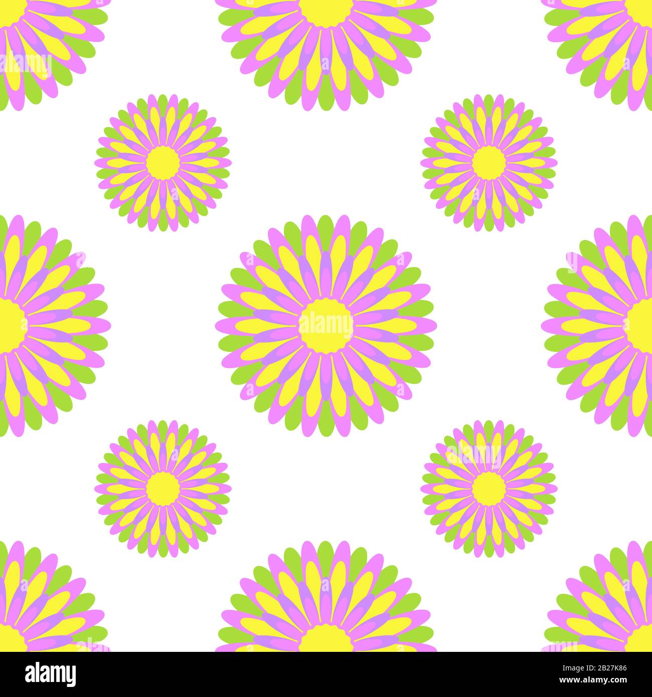 Colorato motivo senza cuciture di fiori astratti su uno sfondo bianco. Semplice illustrazione del vettore piatto. Per il design di carta da parati, tessuto, involucro Illustrazione Vettoriale