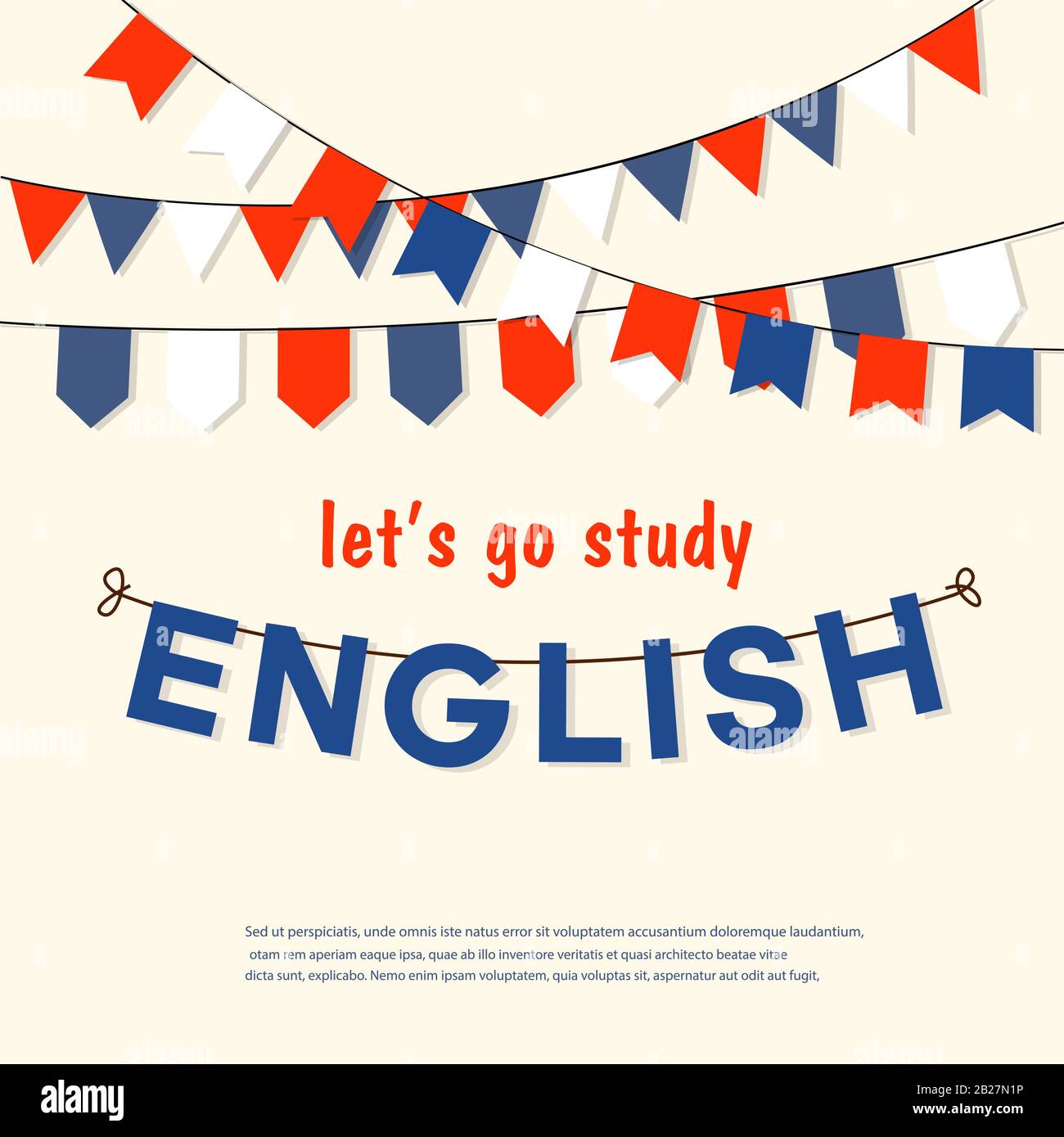 Andiamo a studiare o imparare l'inglese, illustrazione vettoriale Illustrazione Vettoriale