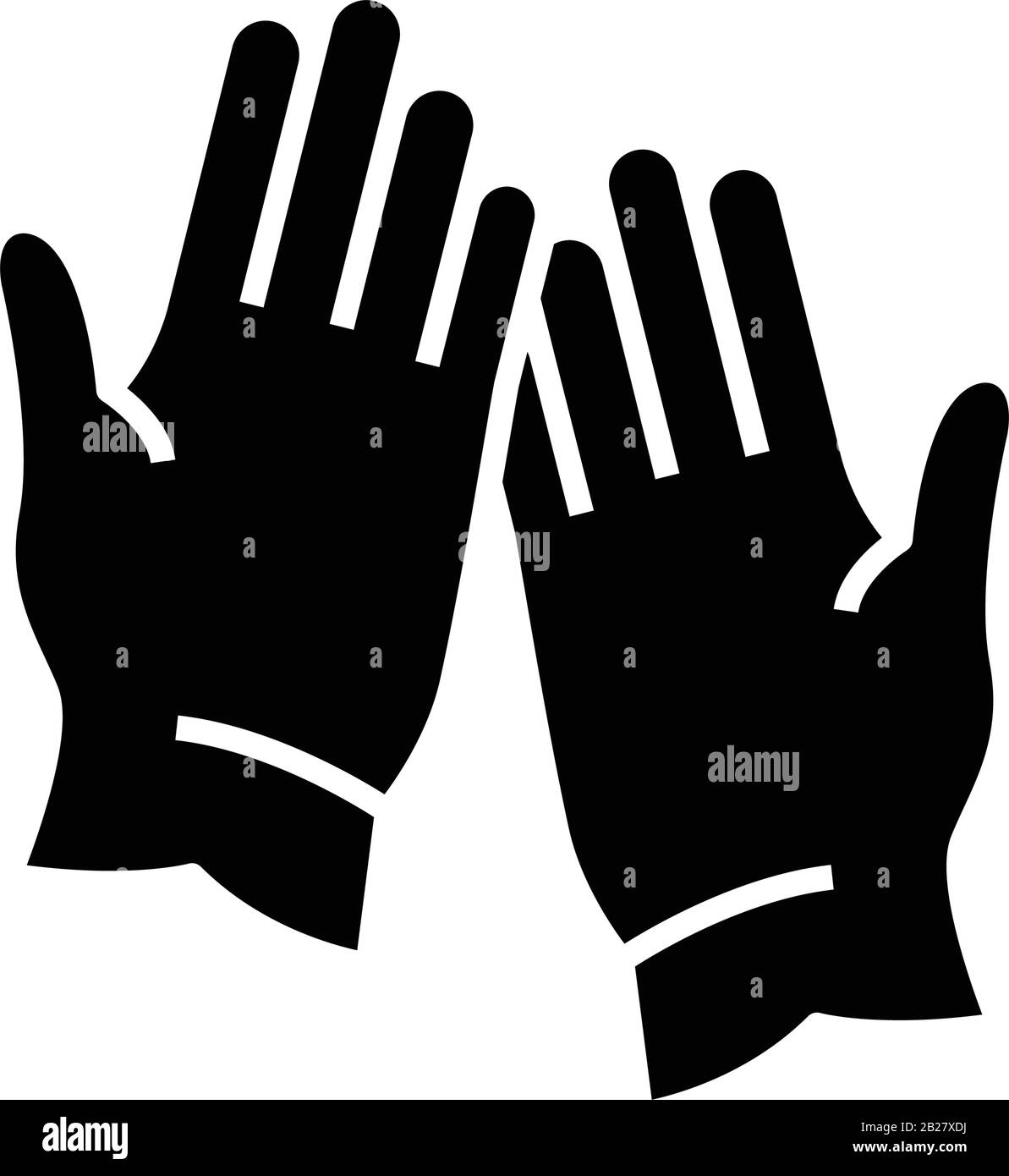 Guanti icona nera, illustrazione concettuale, simbolo piatto vettoriale, simbolo glifo. Illustrazione Vettoriale