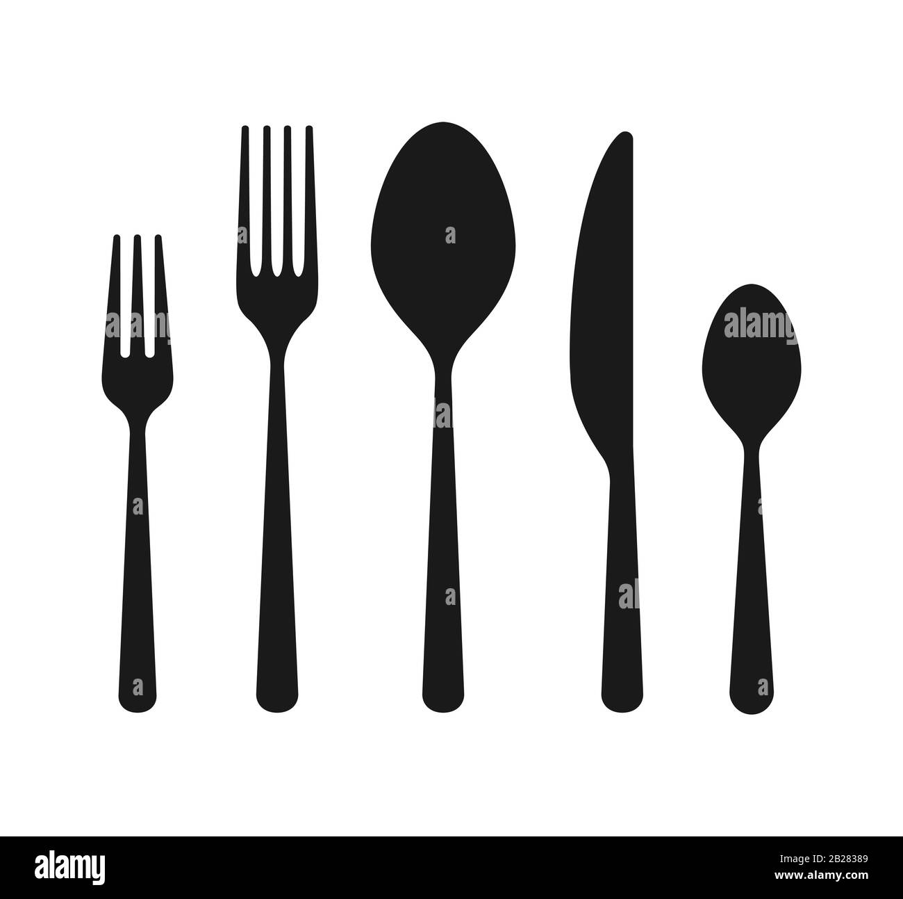 Set posateria vettoriale. Forcella, coltello. Stile piatto. Illustrazione Vettoriale