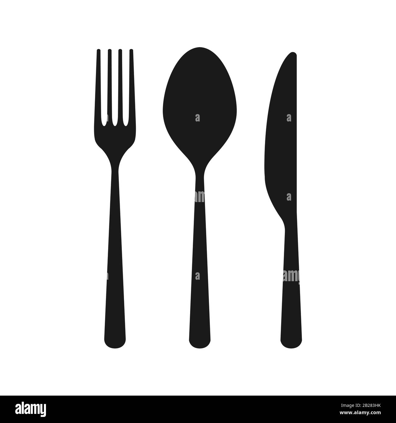 Set posateria vettoriale. Forcella, coltello. Stile piatto. Illustrazione Vettoriale