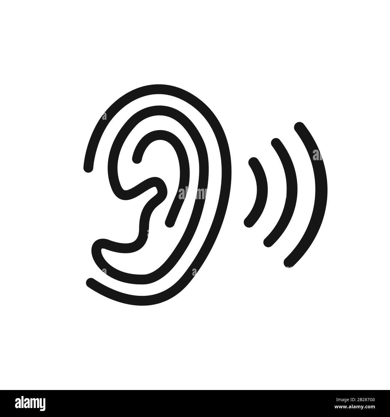 Icona della linea auricolare. Simbolo dell'udito. Illustrazione del vettore Illustrazione Vettoriale