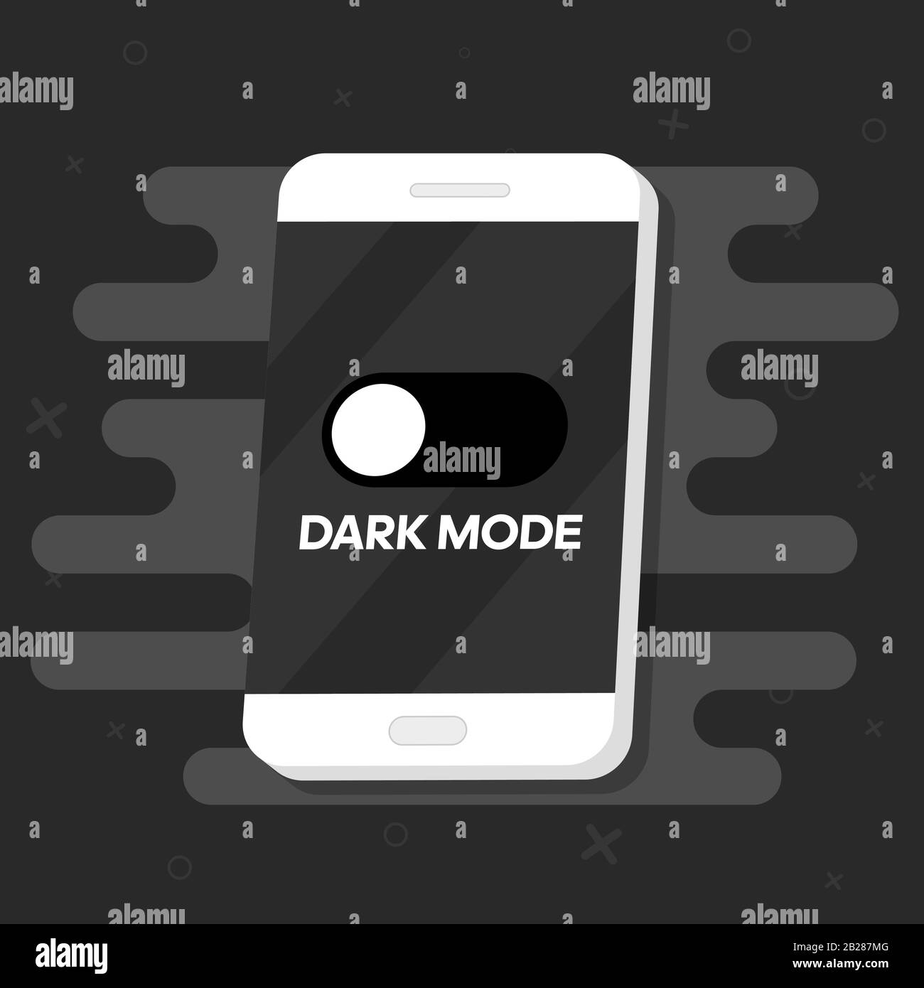 Smartphone con modalità scura per l'icona degli schermi del telefono. Illustrazione del vettore Illustrazione Vettoriale