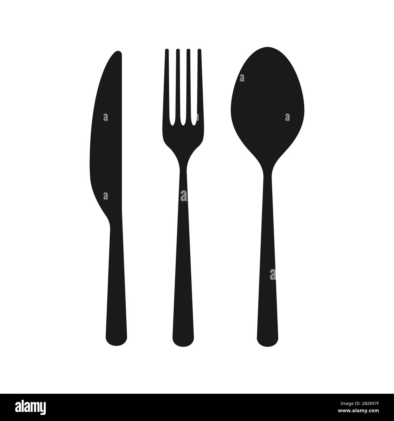 Set posateria vettoriale. Forcella, coltello. Stile piatto. Illustrazione Vettoriale
