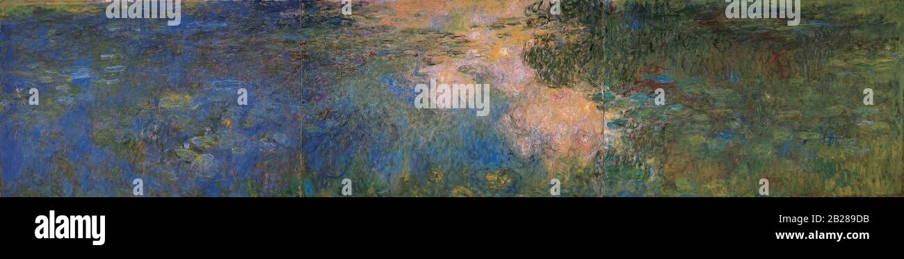 Lo stagno del giglio d'acqua - trittico (circa 1919) Pittura di Claude Monet - immagine molto alta di qualità e di risoluzione Foto Stock
