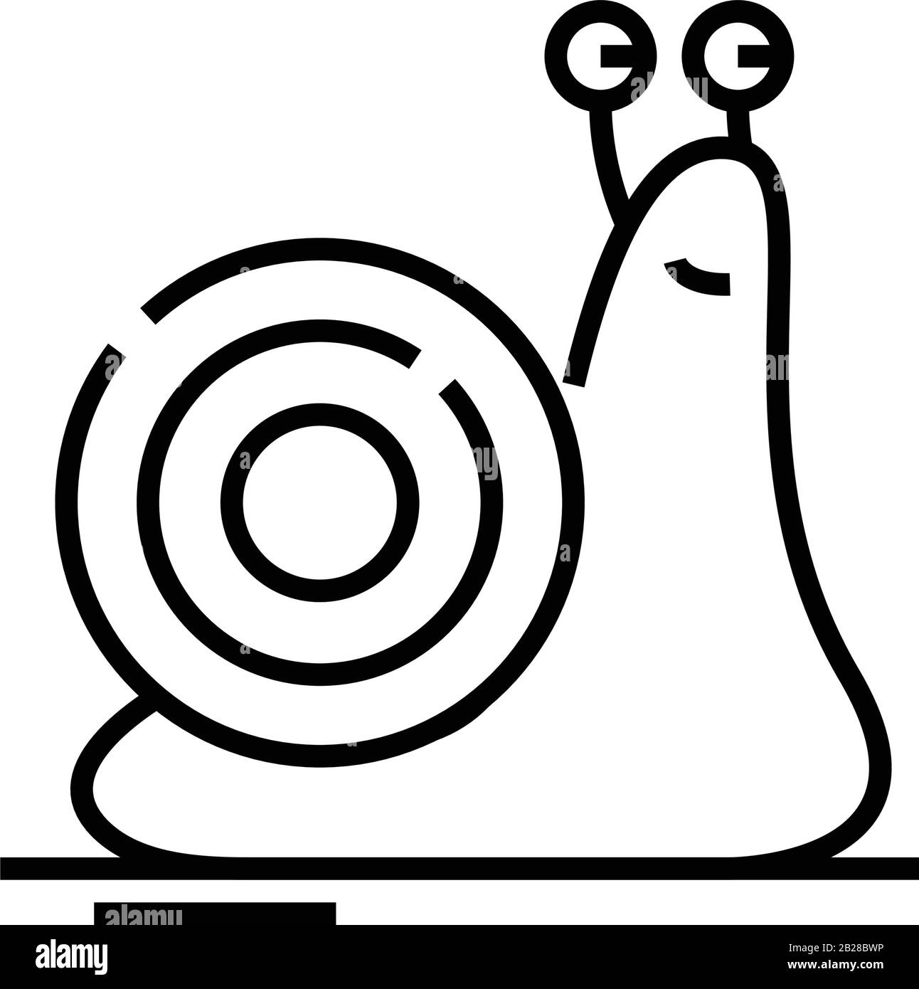 Icona della linea di avventure a lumaca, simbolo del concetto, illustrazione vettoriale del contorno, simbolo lineare. Illustrazione Vettoriale