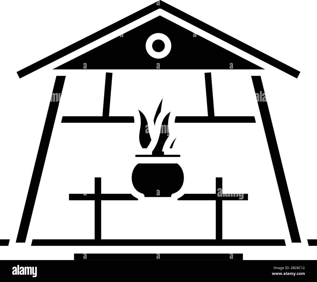 Verde case nero icona, concetto di illustrazione, vettore piatto simbolo, glifo segno. Illustrazione Vettoriale