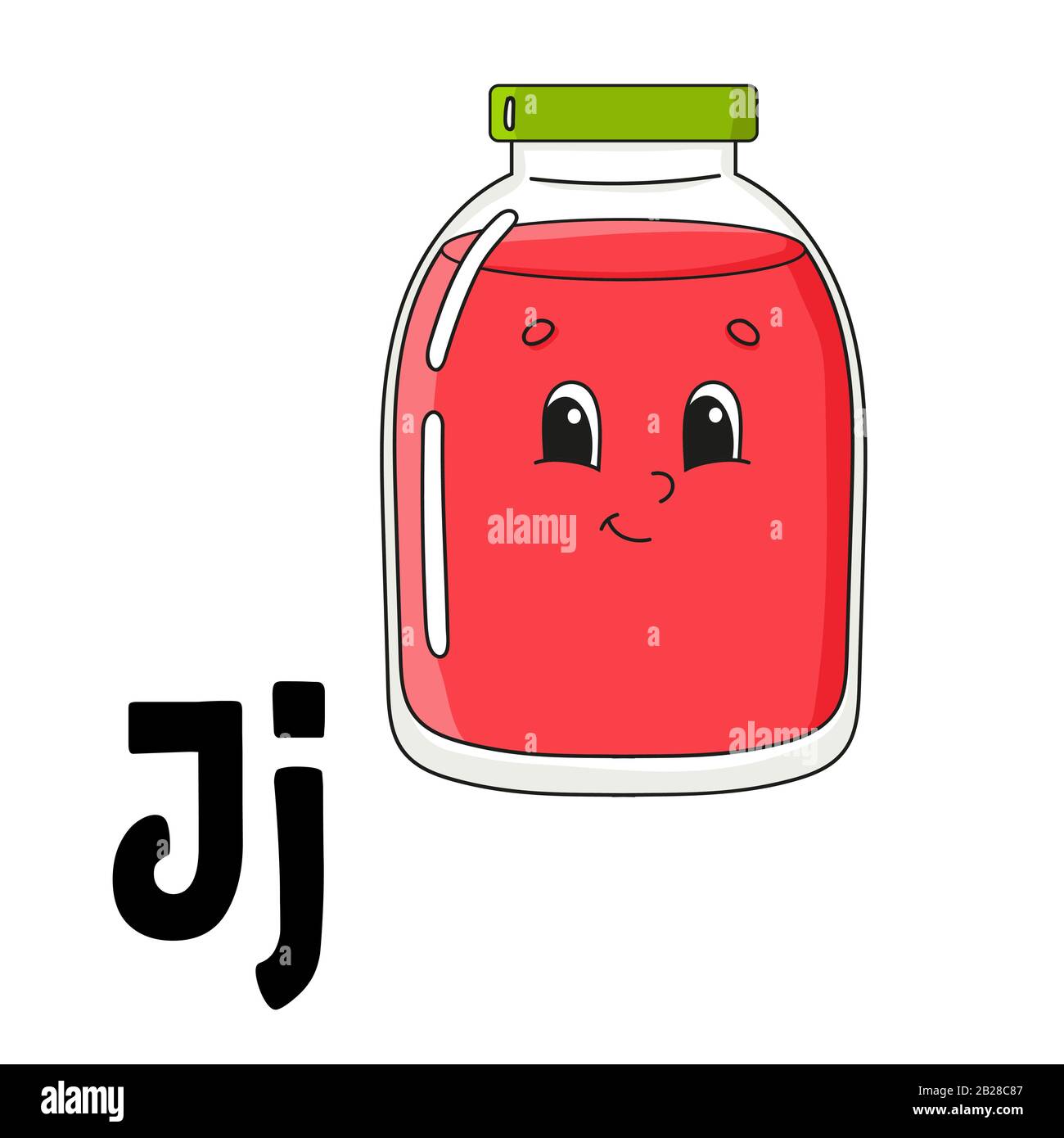 Funny alfabeto. ABC flash cards . Cartoon carino carattere isolato su sfondo bianco. Per i bambini l'istruzione. Foglio di lavoro di sviluppo. Lettere di apprendimento. Vect Illustrazione Vettoriale