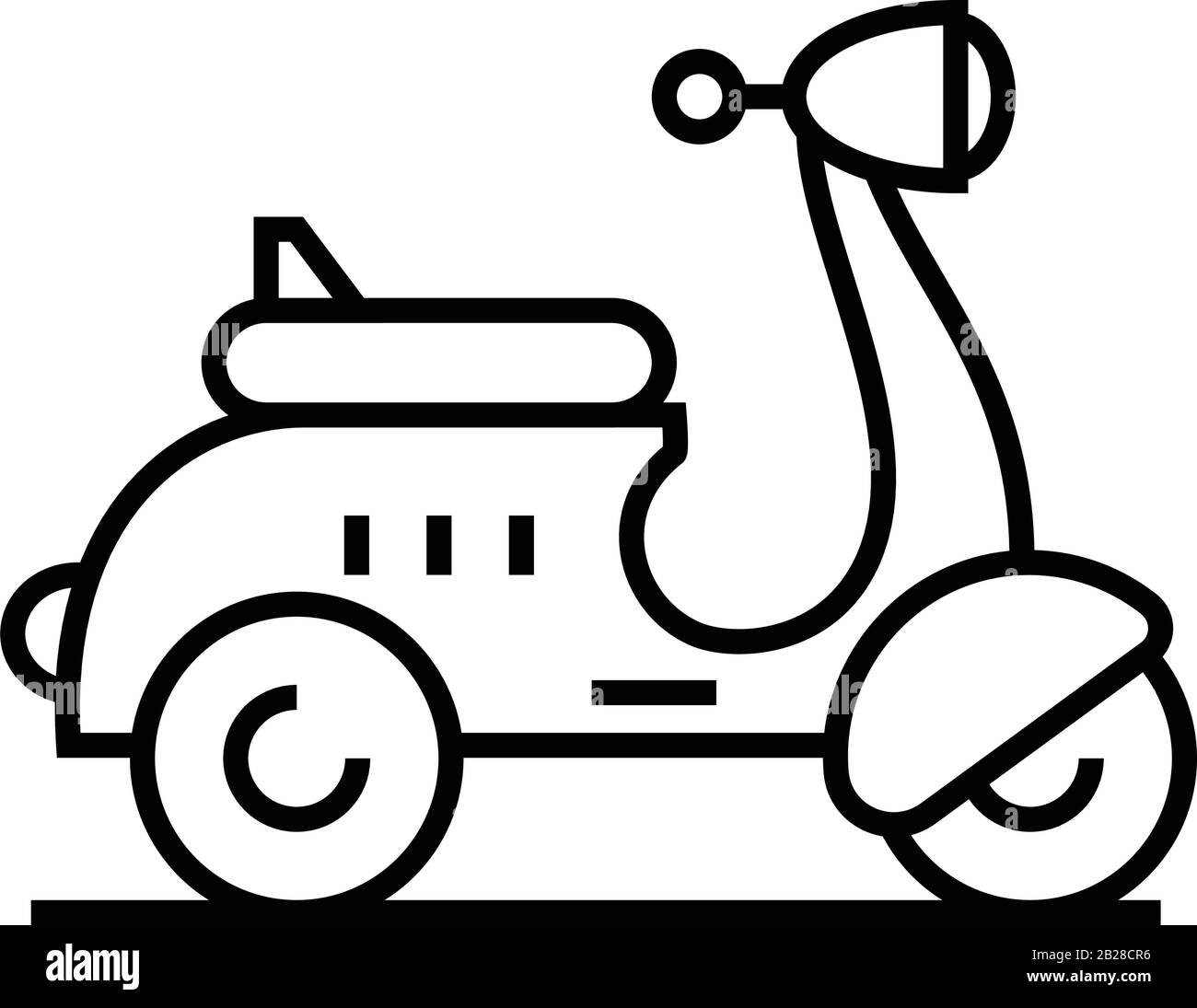 Icona della linea dello scooter, simbolo concettuale, illustrazione vettoriale del contorno, simbolo lineare. Illustrazione Vettoriale