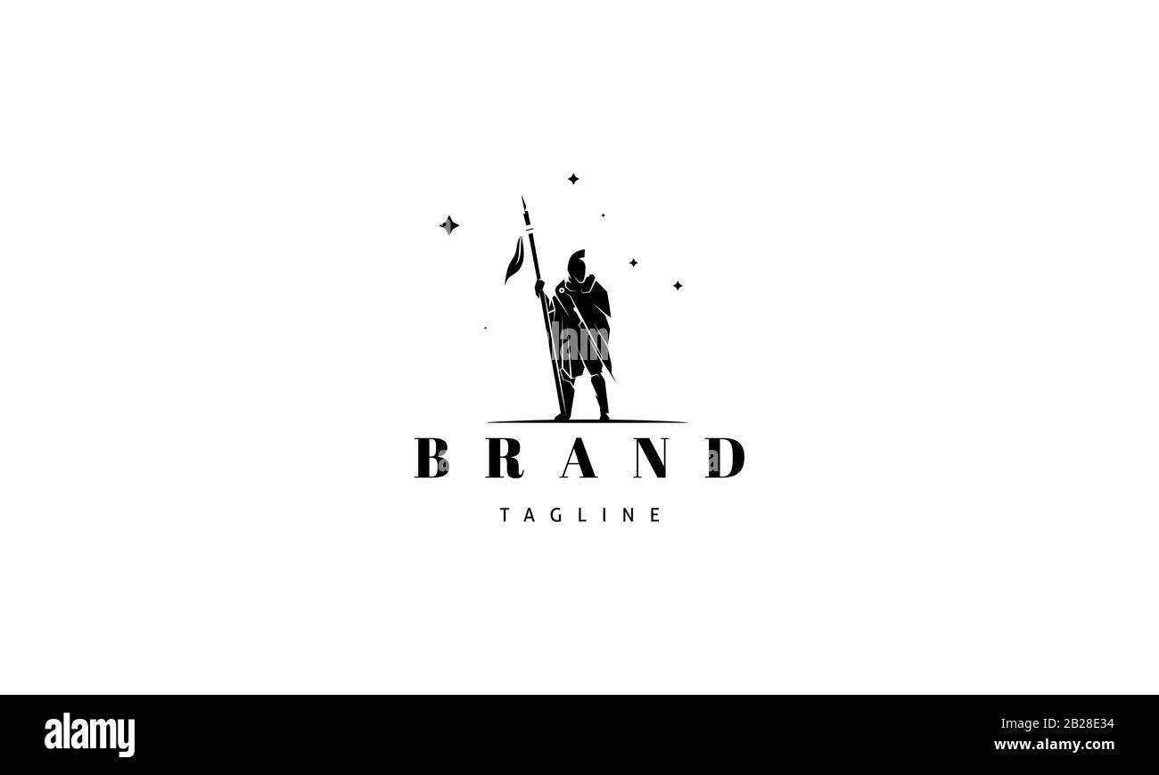 Logo vettoriale su cui un'immagine astratta di un soldato romano. Illustrazione Vettoriale