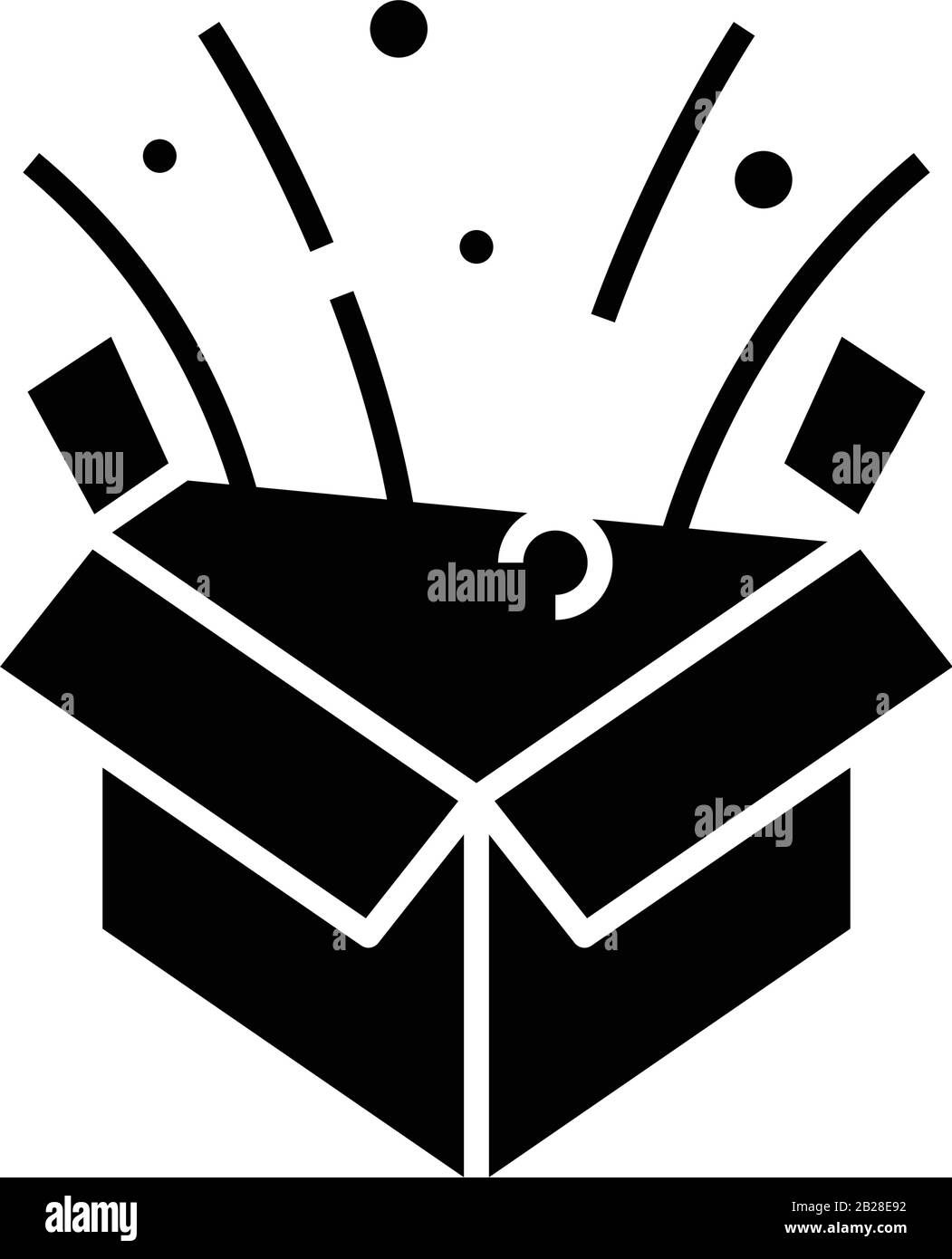 Icona nera del packaging per le festività, illustrazione concettuale, simbolo piatto vettoriale, simbolo glifo. Illustrazione Vettoriale