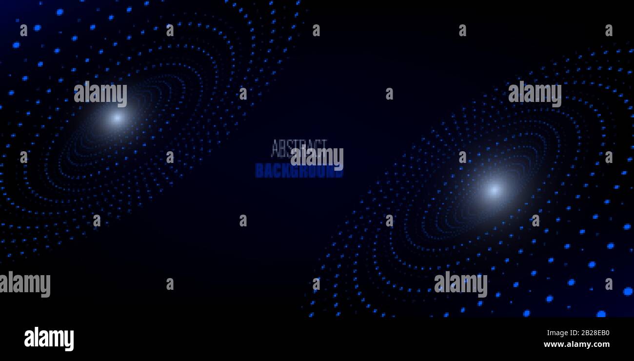 Schema geometrico con linee e punti collegati. Illustrazione vettoriale su sfondo blu.punto cerchio Illustrazione Vettoriale