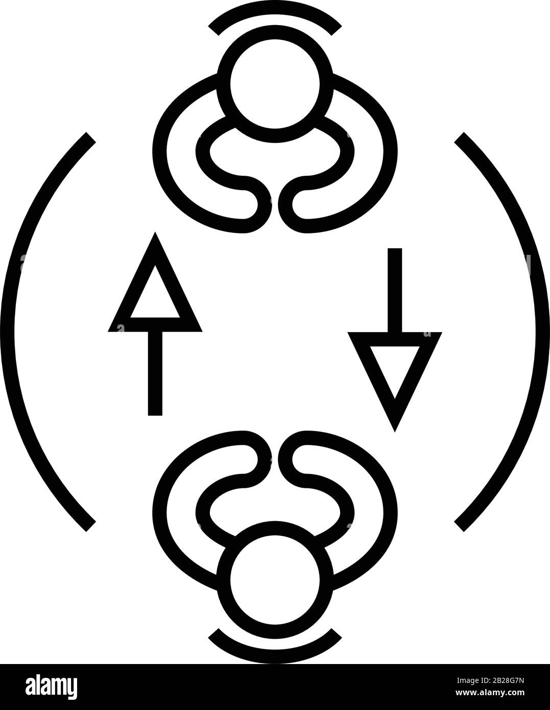 Condivisione dell'icona della linea di espiazione, del segno concettuale, dell'illustrazione del vettore di contorno, del simbolo lineare. Illustrazione Vettoriale