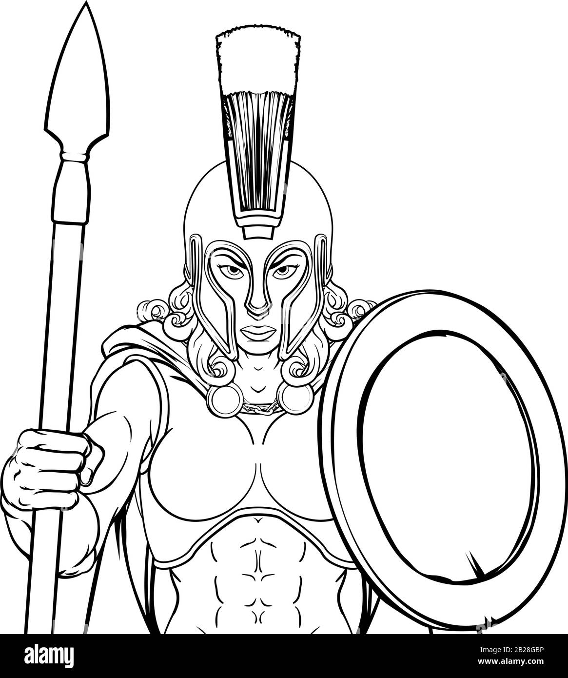 Spartan Trojan guerriera gladiatore donna Illustrazione Vettoriale