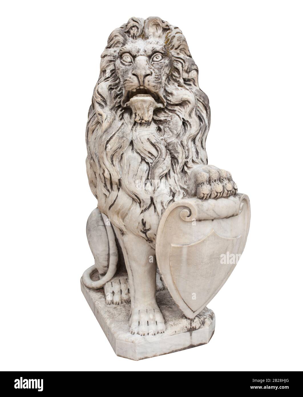 statua di leone animale isolato su sfondo bianco Foto Stock