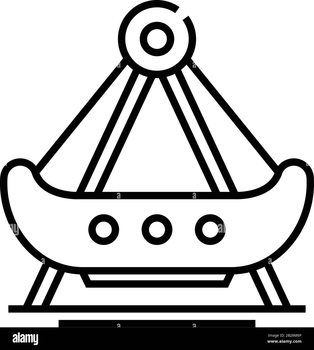 Icona della linea del carosello di spedizione, simbolo concettuale, illustrazione del vettore di contorno, simbolo lineare. Illustrazione Vettoriale