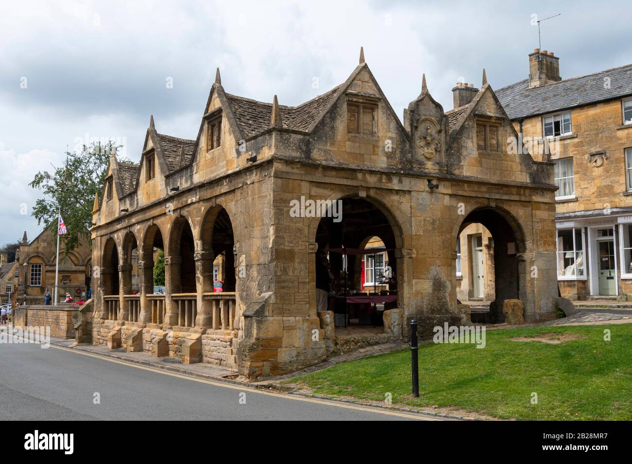 Mercato Hall, High Street, Chipping Campden, Gloucestershire, Cotswolds, Inghilterra Foto Stock