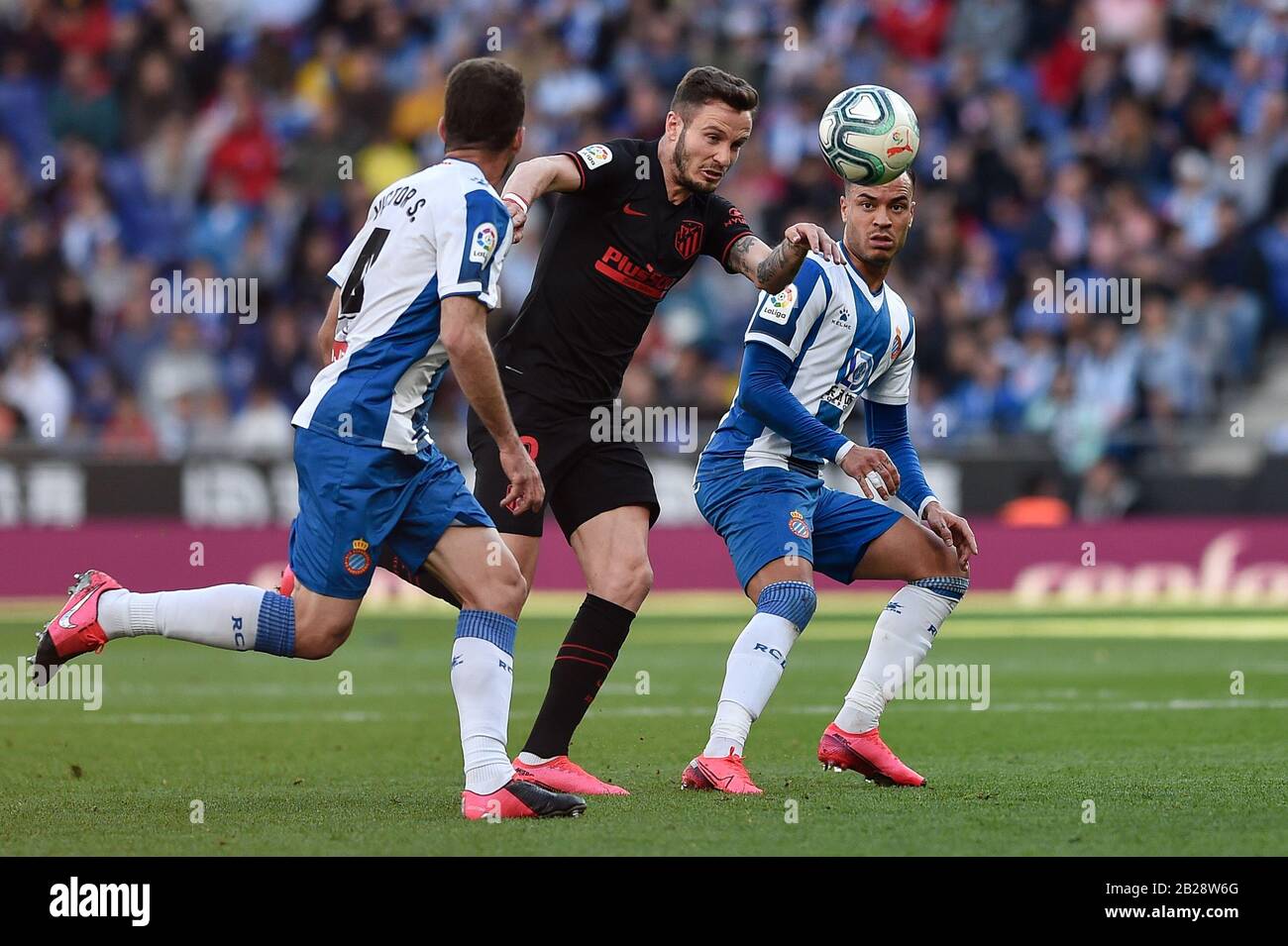 Cornella Del Llobregat, Spagna. 01st Mar, 2020. Barcellona, SPAGNA - 01 MARZO: Saulo di Atletico de Madrid durante la partita Liga tra RCD Espanyol e Atletico de Madrid allo stadio RCD il 01 marzo 2020 a Barcellona, Spagna. Credit: Dax Images/Alamy Live News Foto Stock