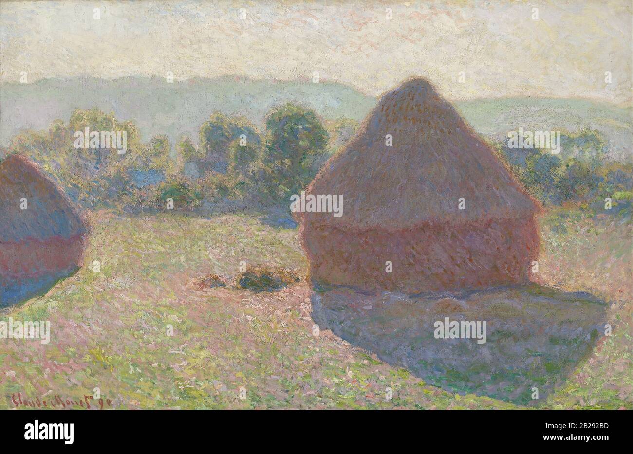 Haystacks, Mezzogiorno (1890) Pittura di Claude Monet - altissima risoluzione e qualità dell'immagine Foto Stock