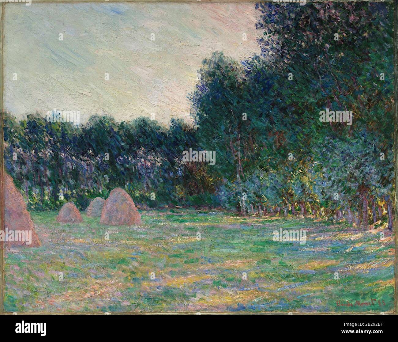 Prato con Haystack vicino Giverny (1885) Pittura di Claude Monet - Altissima risoluzione e qualità dell'immagine Foto Stock