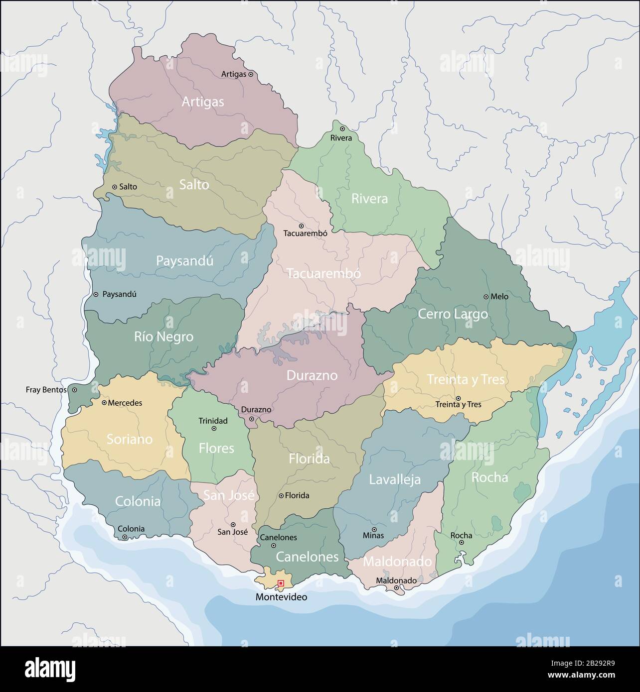 Divisione amministrativa della Repubblica orientale dell'Uruguay Illustrazione Vettoriale