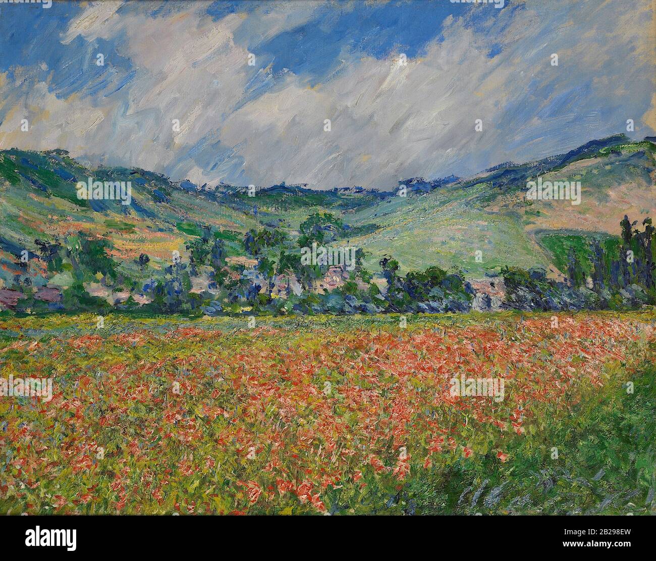 Campo di papavero a Giverny (1885) Pittura di Claude Monet - altissima risoluzione e qualità dell'immagine Foto Stock