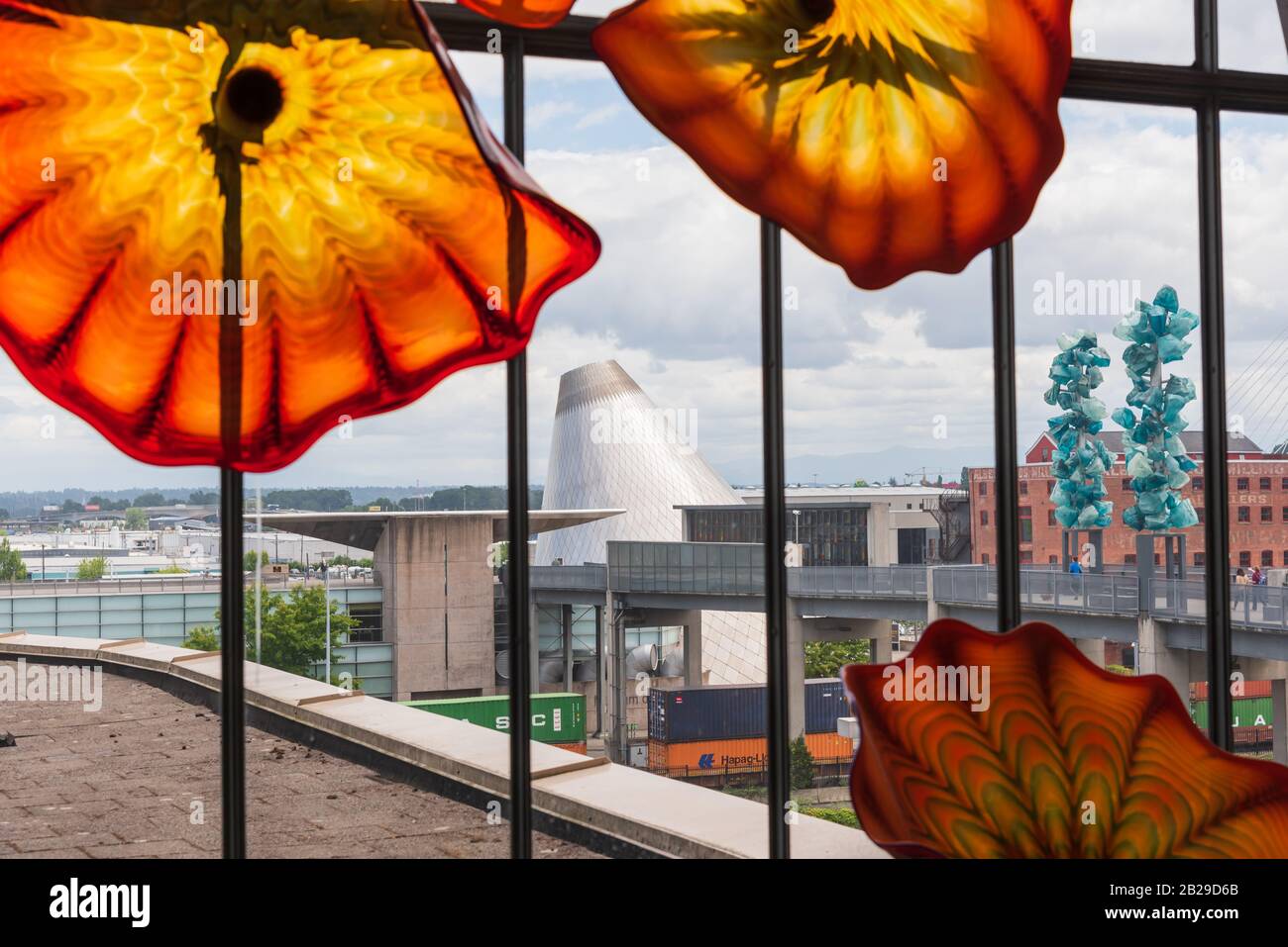 La Union Station di Tacoma è stata restaurata e trasformata in tribunale federale. Ospita una collezione di arte vetrosa Dale Chihuly Foto Stock
