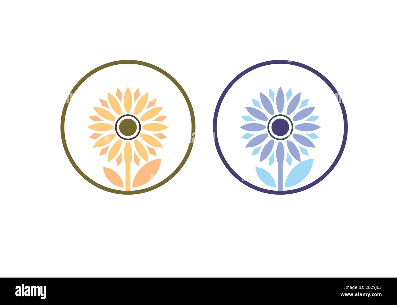 Modello del logo girasole, illustrazione vettoriale del disegno dell'icona natura Illustrazione Vettoriale