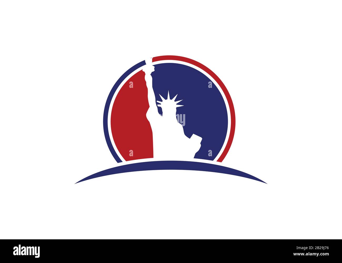 Memorial Day (Giorno Commemorativo) Statua della libertà su sfondo bianco. Emblema, logo. Vettore. Illustrazione Vettoriale