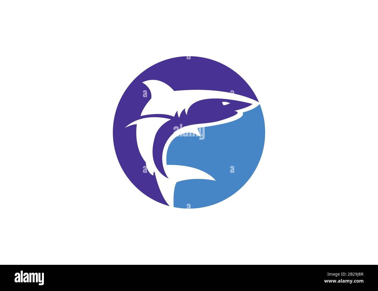 Segni di branding degli squali. Simbolo del logo Shark in forma arrotondata. Illustrazione del vettore. Illustrazione Vettoriale