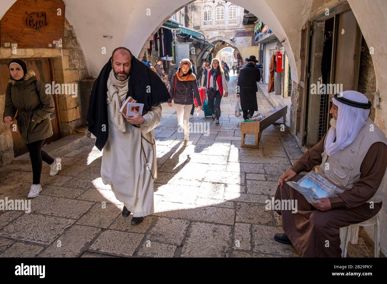 La vita quotidiana nella Città Vecchia di Gerusalemme. Foto Stock