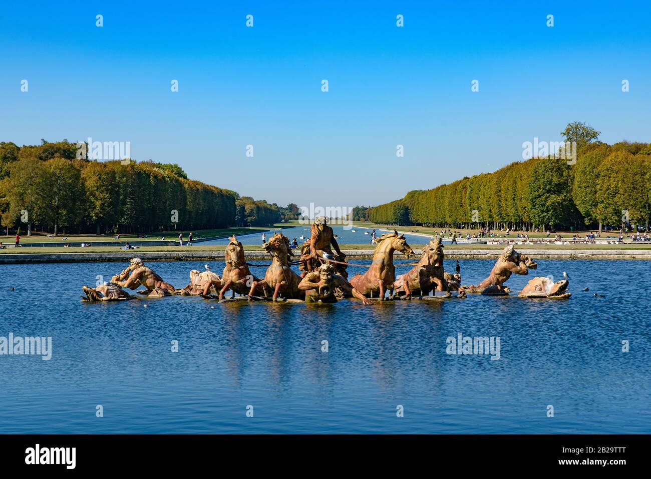 Fontana di Apollo (Bassin d'Apollon) nella Reggia di Versailles, Parigi, Francia Foto Stock