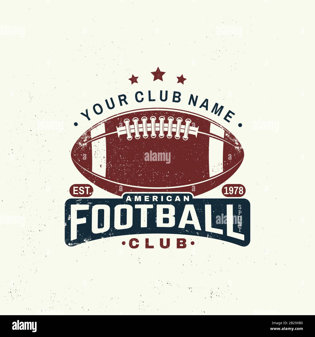 Logo American football o rugby club. Illustrazione del vettore. Concetto per camicia, logo, stampa, timbro, tee, patch. Design tipografico vintage con silhouette di football americano Illustrazione Vettoriale