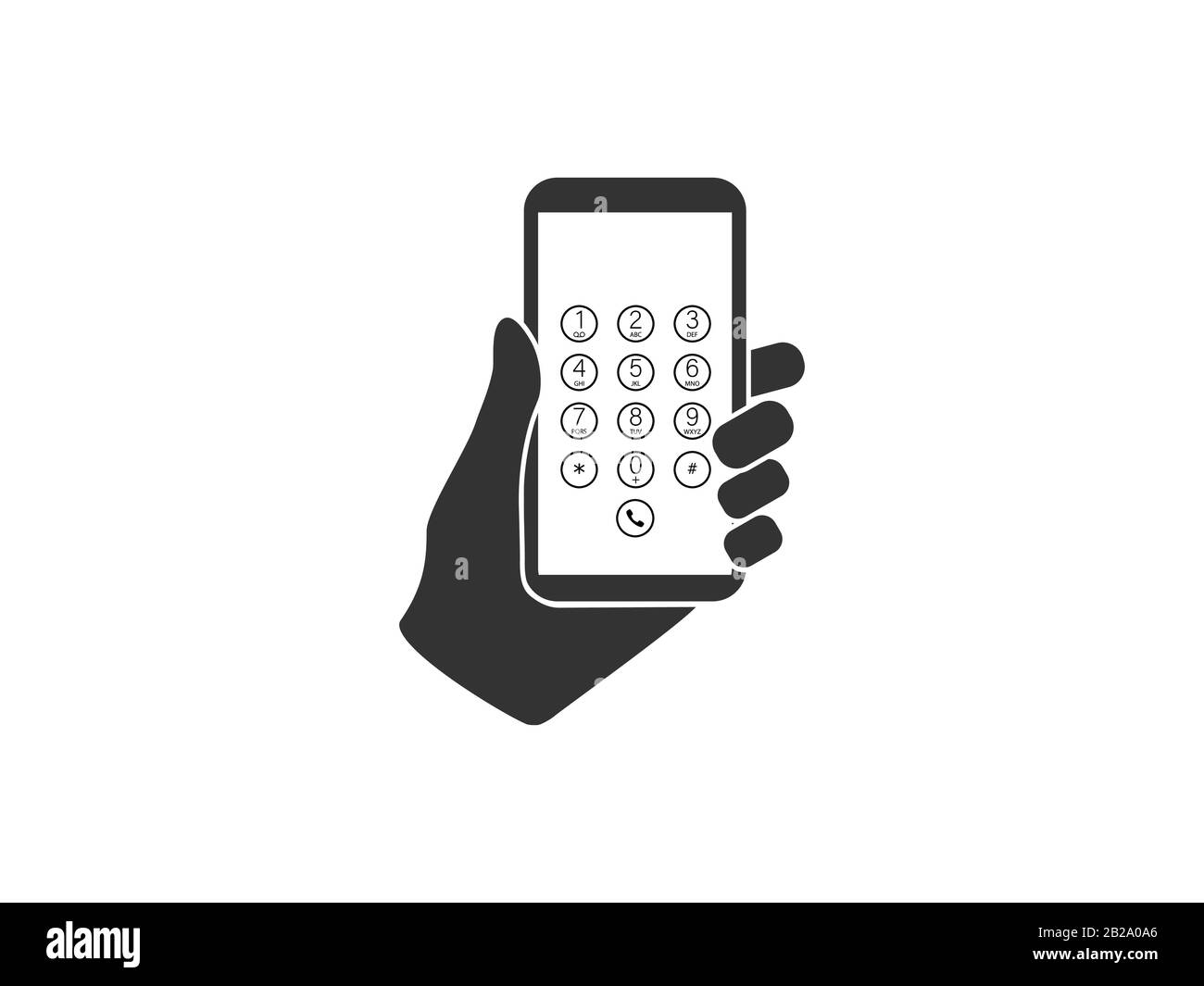 Tastiera, icona dello smartphone in mano. Illustrazione vettoriale, design piatto. Illustrazione Vettoriale