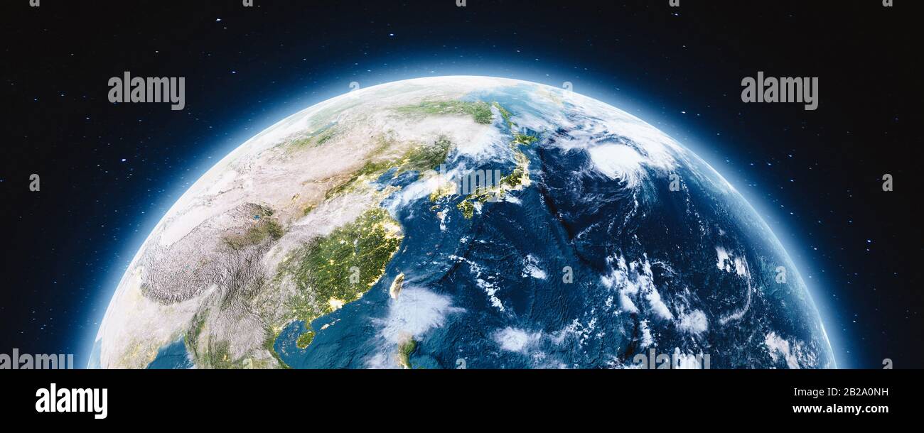Il pianeta terra luci della citta'. Gli elementi di questa immagine fornita dalla NASA. Il rendering 3D Foto Stock