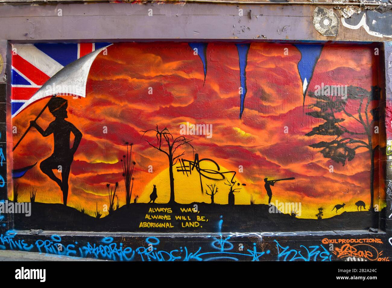 Graffiti sul muro di Melbourne, Australia Foto Stock
