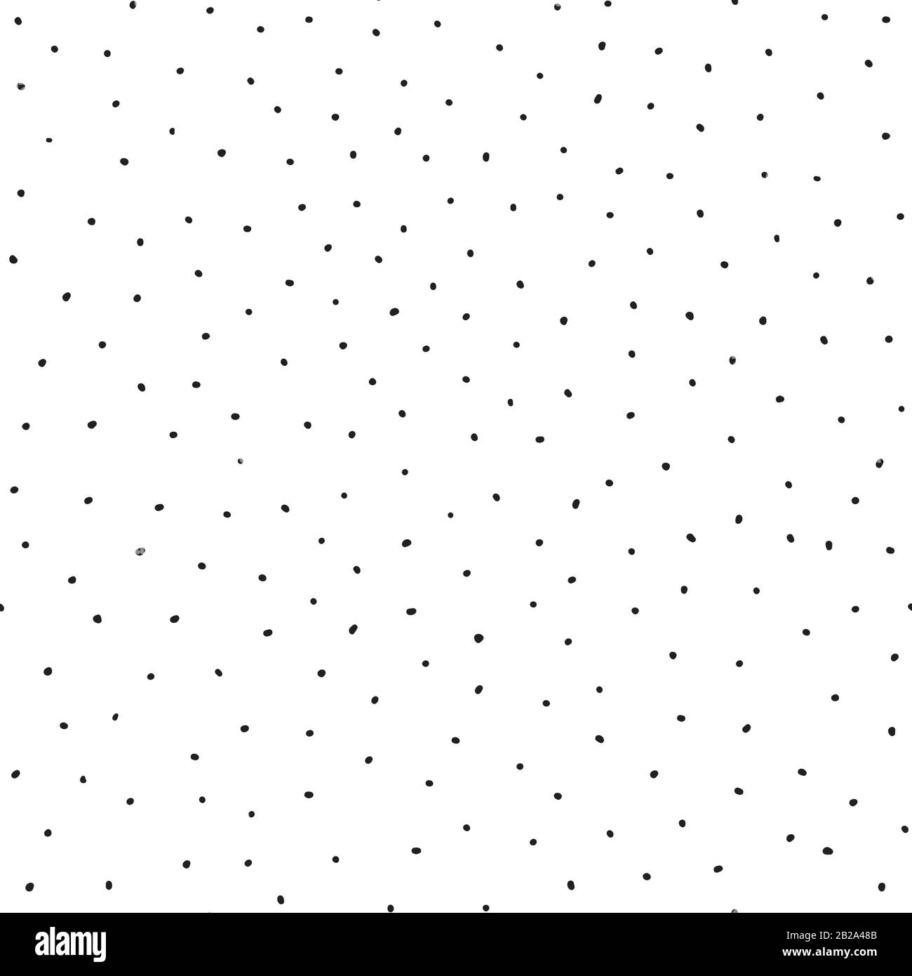 Sfondo vettoriale disegnato a mano con punti neri. Motivo senza cuciture con punti posizionati casualmente sul bianco. Sfondo disegno irregolare piccoli punti polka. Monocromatico Illustrazione Vettoriale