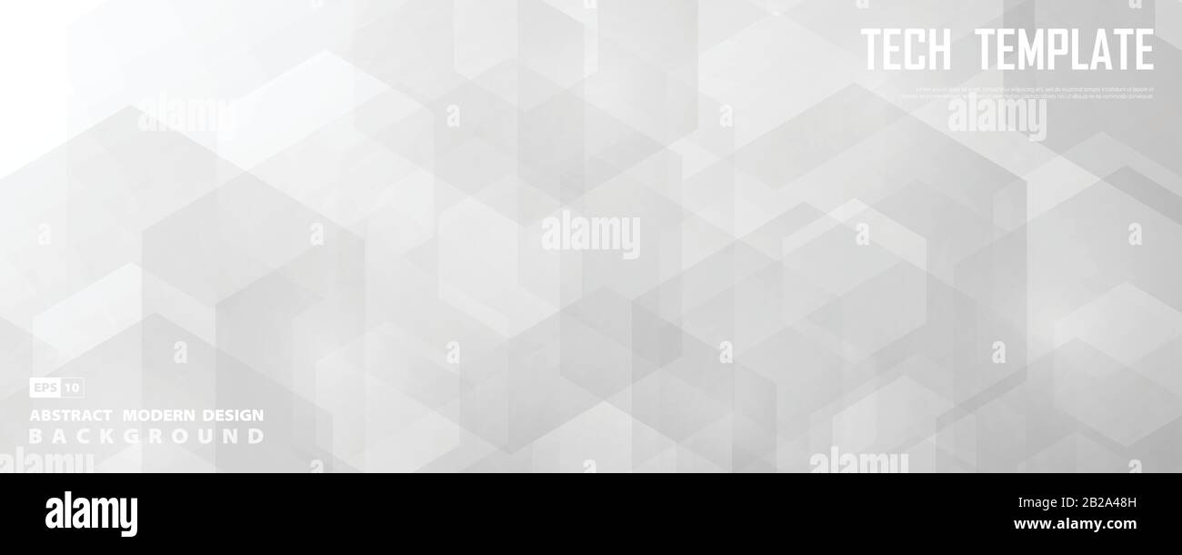Astratto ampio bianco e grigio esagonale tecnologia disegno di decorazione sfondo. Da utilizzare per annuncio, poster, grafica, progettazione di modelli. Illustrazione vettore e Illustrazione Vettoriale