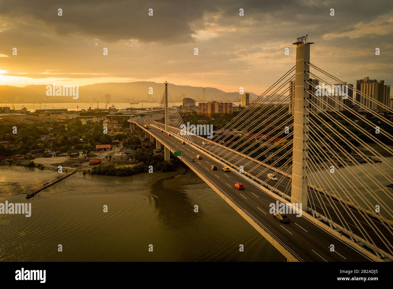 Ponte Sul Fiume Prai, Perai, Penang, Malesia Foto Stock