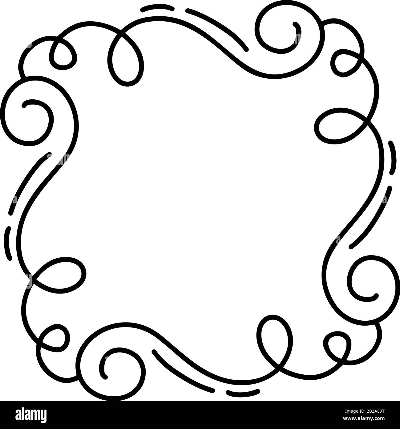 Fiorire immagine della cornice del vettore monolina. Calligraphy disegnato a mano stile ornamento vintage per logo, invito, matrimonio, regali, foto, monogramma Illustrazione Vettoriale