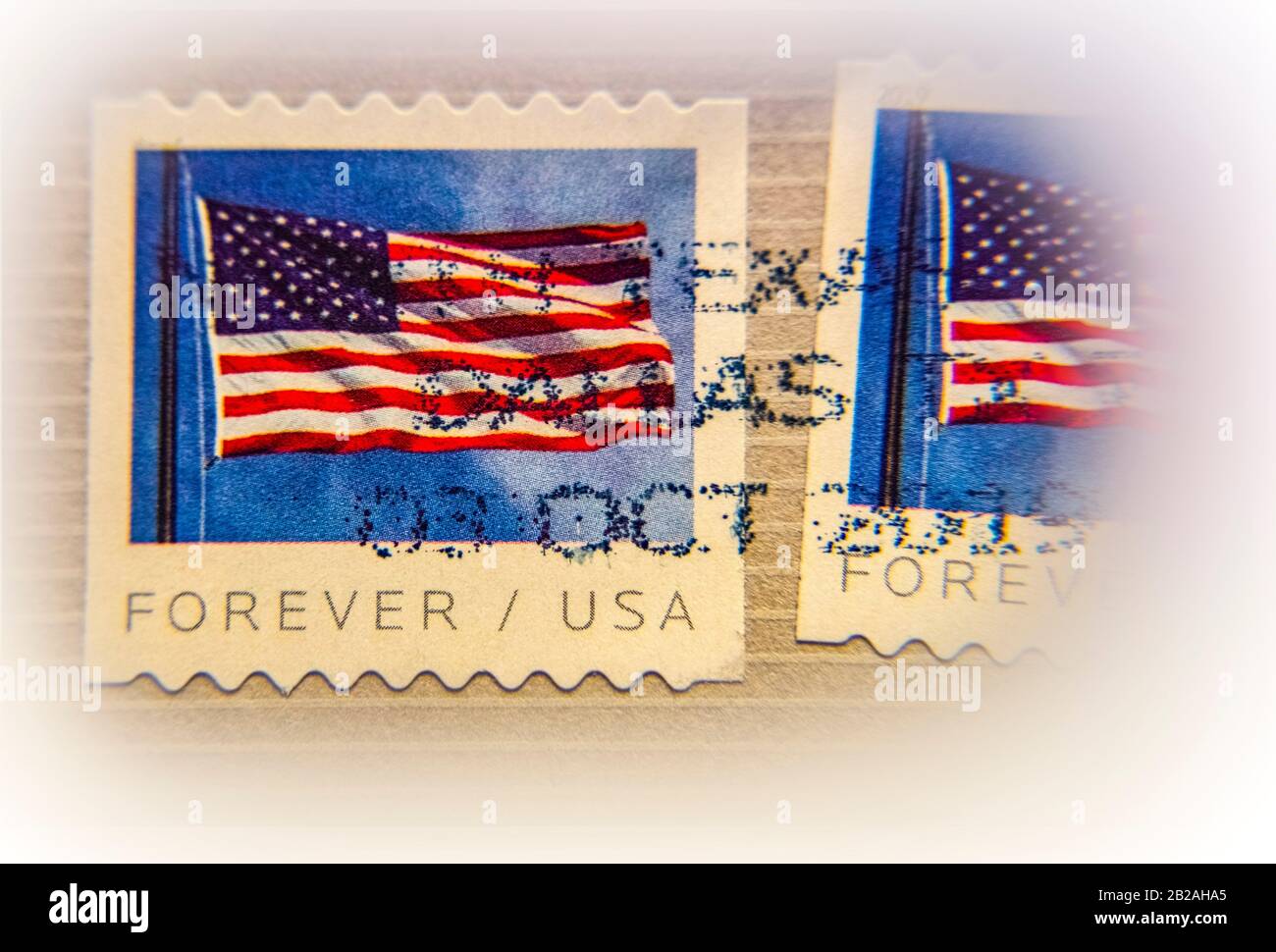 USA, ''Forever/ USA'' su un francobollo,. Foto Stock