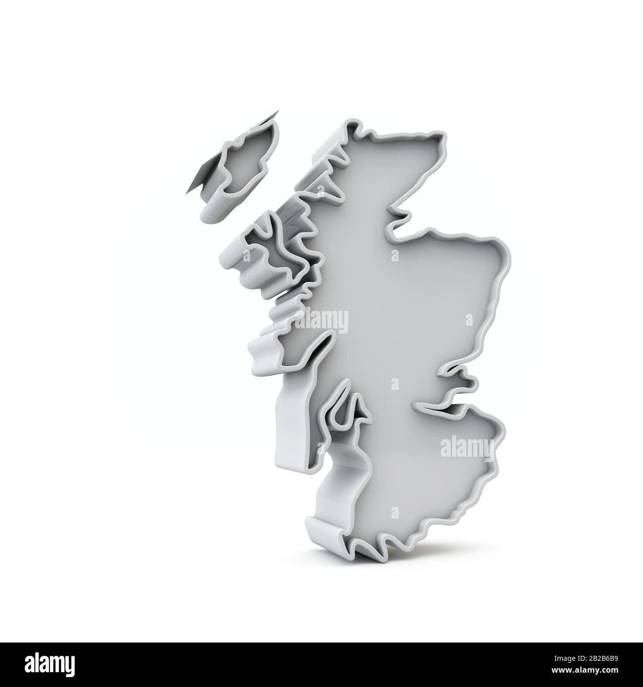 Scozia semplice mappa 3D in grigio bianco. Rendering 3D Foto Stock