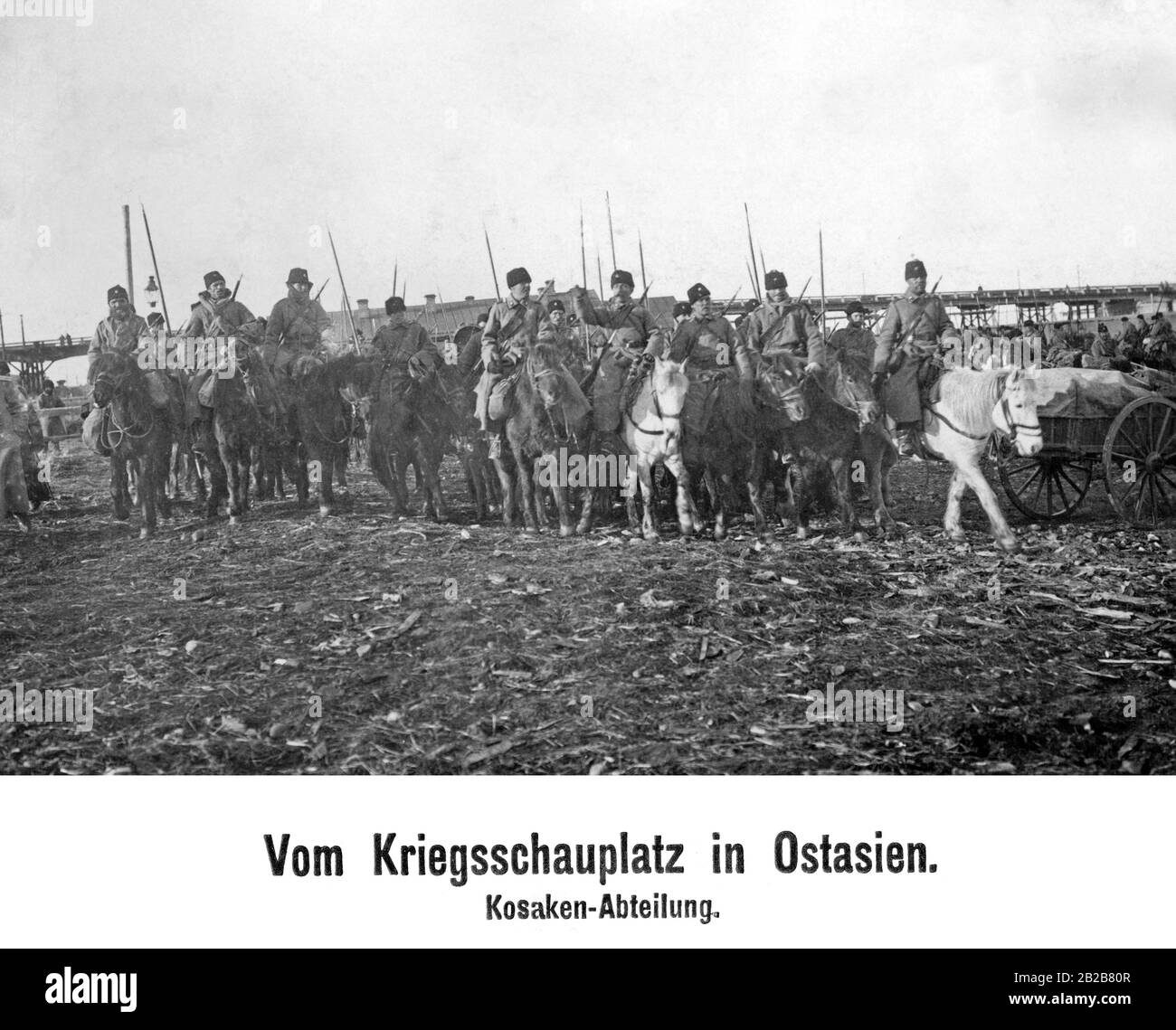 Cosacchi russi nella guerra russo-giapponese nell'Asia orientale. Foto Stock