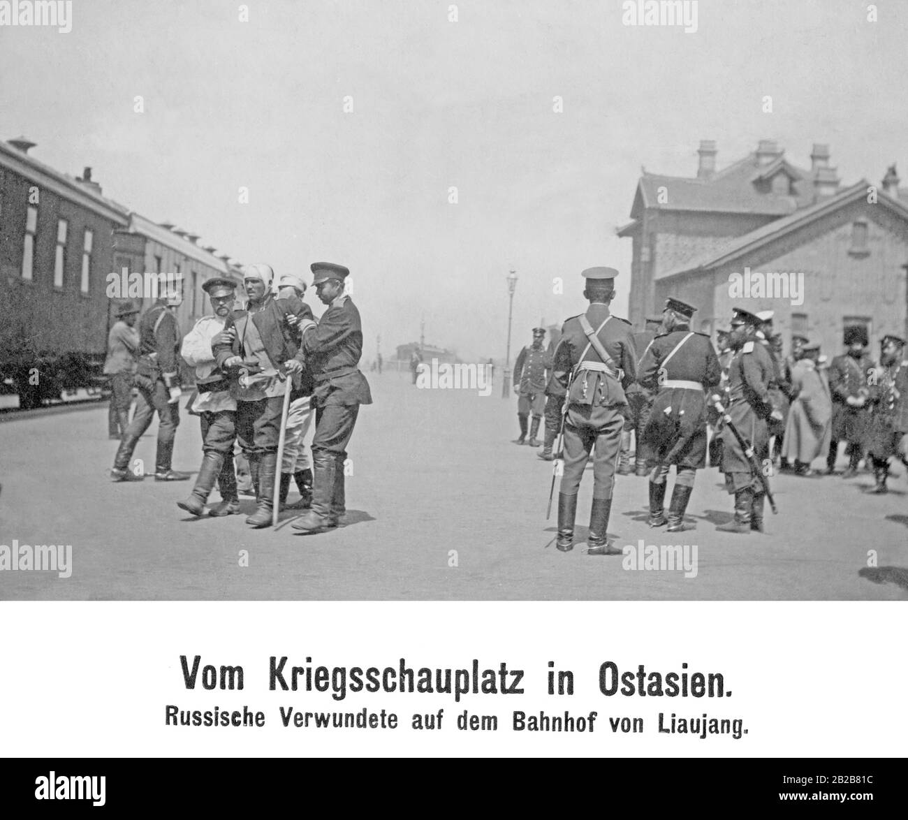 Durante la guerra russo-giapponese in Asia orientale: Il russo ferito alla stazione di Liaujang. Foto Stock