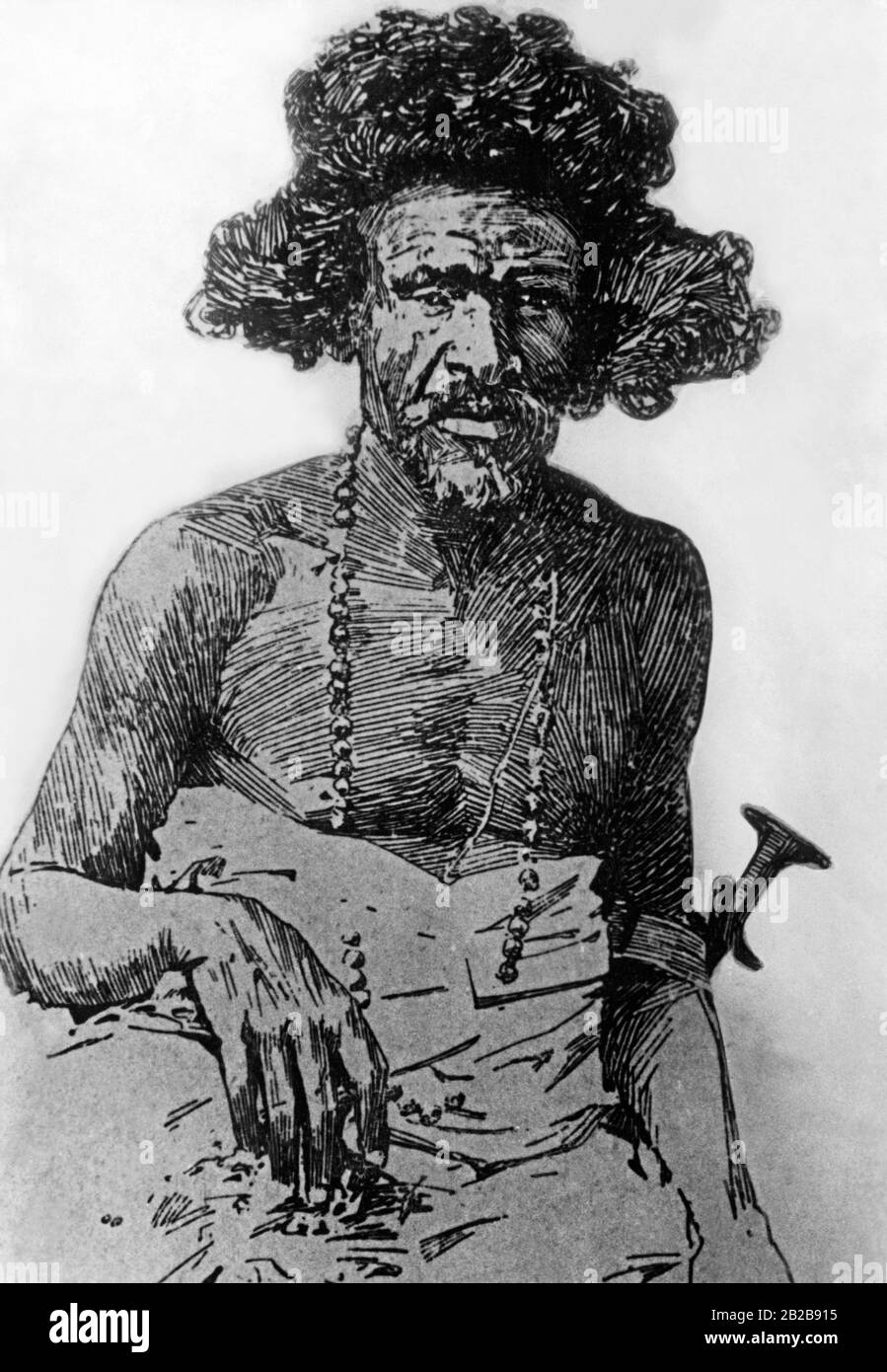 Disegno di Osman Digna, uno dei quattro Khalifa del Mahdi. La rivolta Mahdista dal 1881 al 1899 fu una ribellione contro il governo anglo-egiziano nelle province sudanesi. Solo nel 1898 gli inglesi riuscirono a sconfiggere lo Stato Mahdista. Foto Stock