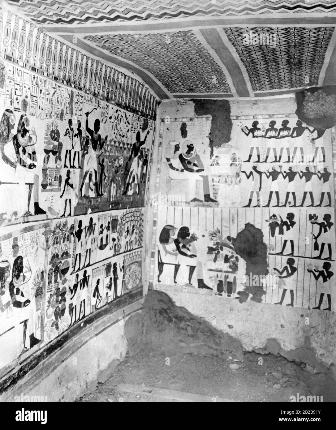Camera di sepoltura egiziana dipinta dell'astronomo, scriba e sacerdote sotto Thutmosis IV durante la dinastia 18th. Foto scattata al Metropolitan Museum of Art di New York. Foto Stock